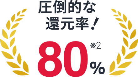 圧倒的な還元率! 80%
